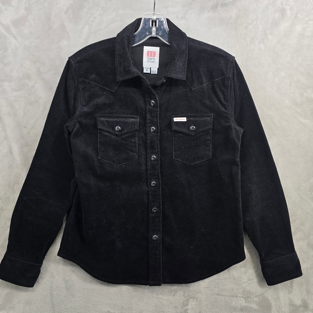 Topo Designs Womens Corduroy Western Snap Button‎ Shirt Black Size Small